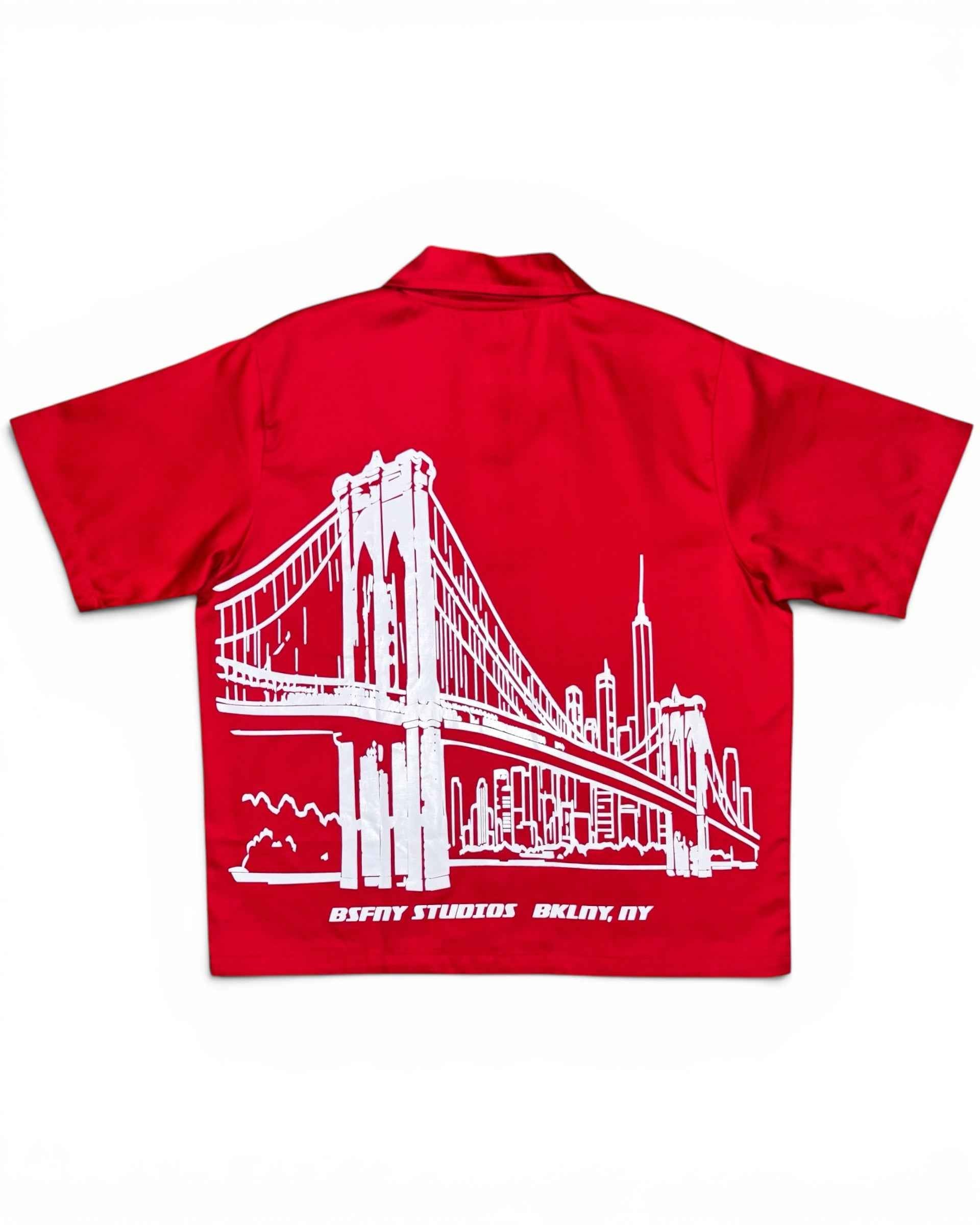 Brooklyn Bridge Button Up (Red)