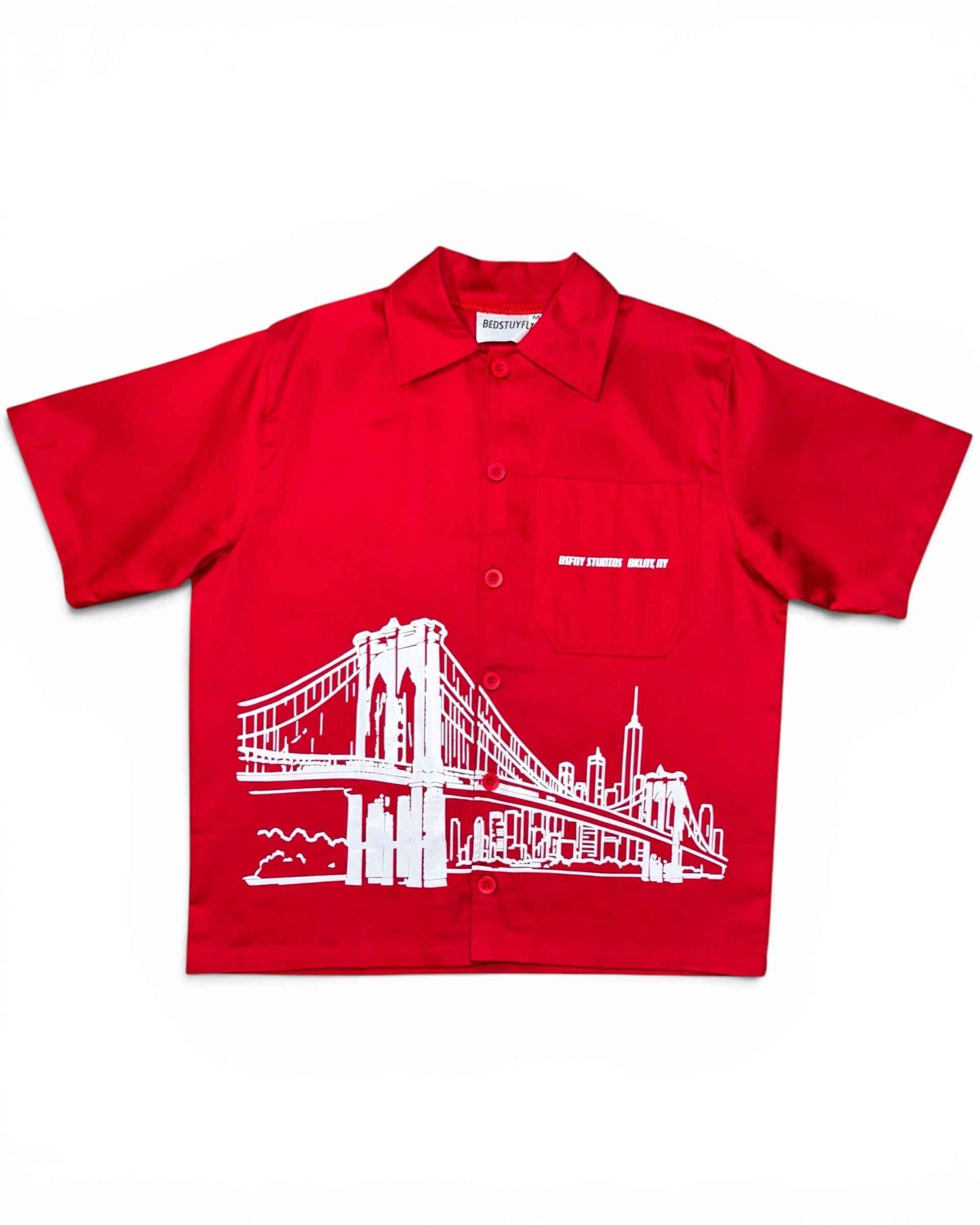 Brooklyn Bridge Button Up (Red)