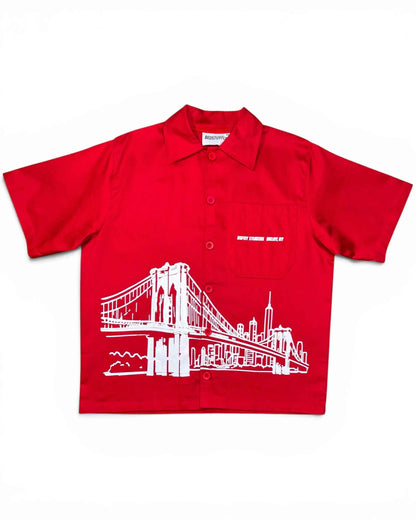 Brooklyn Bridge Button Up (Red)